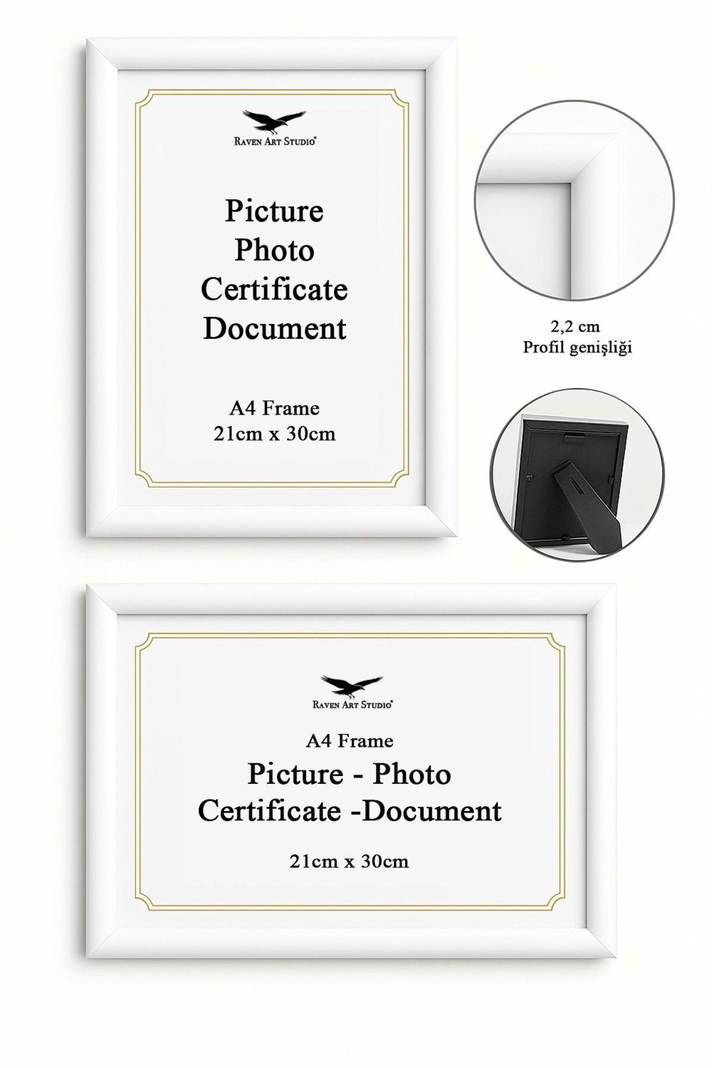 Pergamon A4-21x30cm Beyaz Resim Fotoğraf Belge Poster Evrak Çerçevesi Korumalı Kırılmaz Pleksi Cam