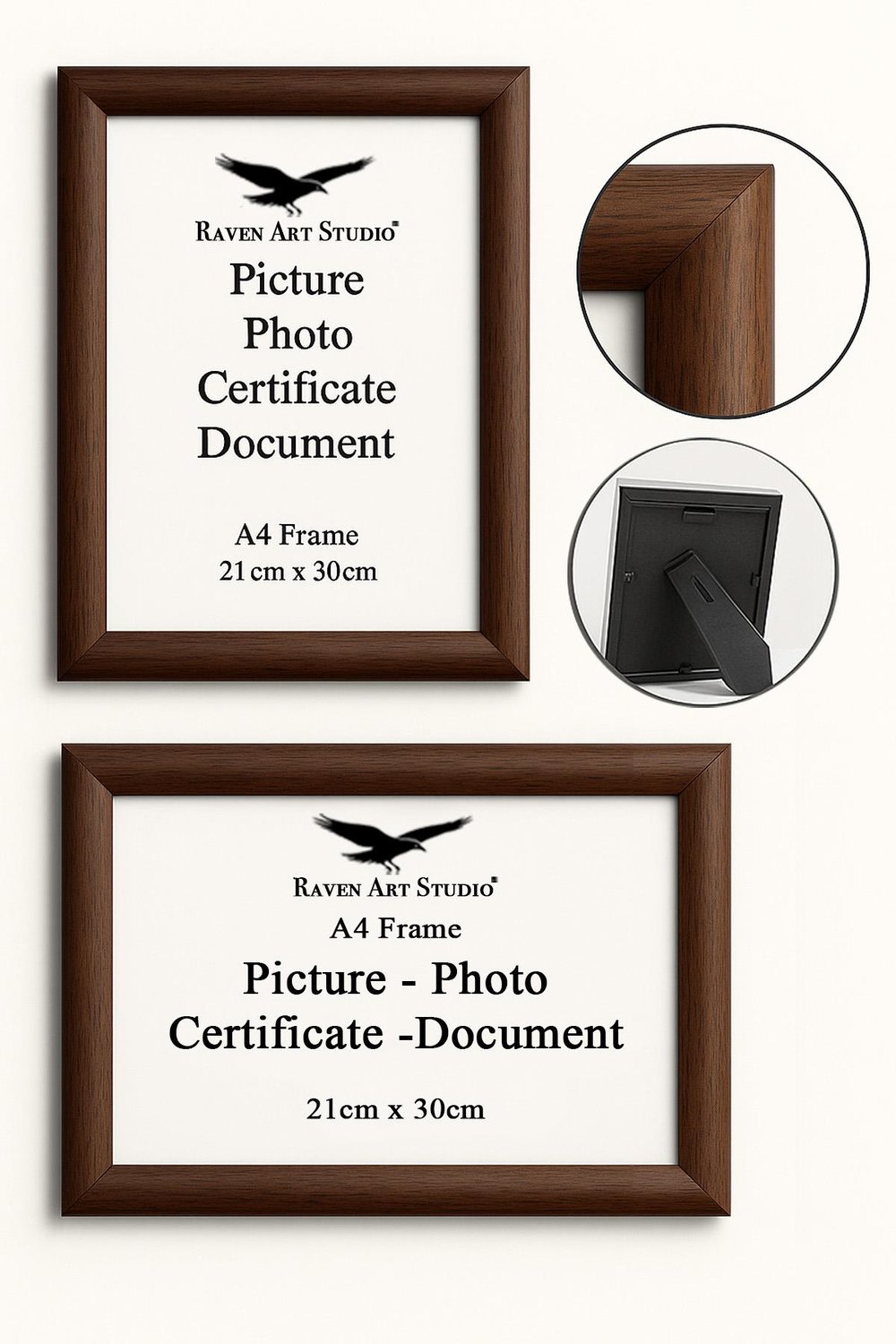 Pergamon A4-21x30cm Kahverengi Resim Fotoğraf Belge Poster Evrak Çerçevesi Korumalı Kırılmaz Pleksi Cam