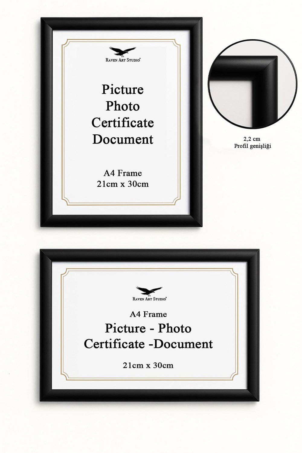 Pergamon A4-21x30cm Siyah Resim Fotoğraf Belge Poster Evrak Çerçevesi Korumalı Kırılmaz Pleksi Cam