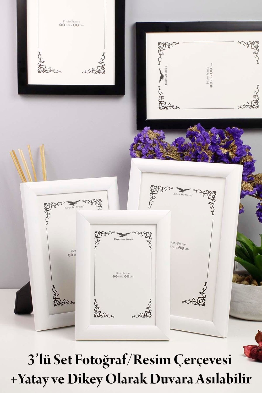 Pergamon Beyaz 3lü Set 10x15cm + 13x18cm + 15x21cm Korumalı Kırılmaz Pleksi Cam