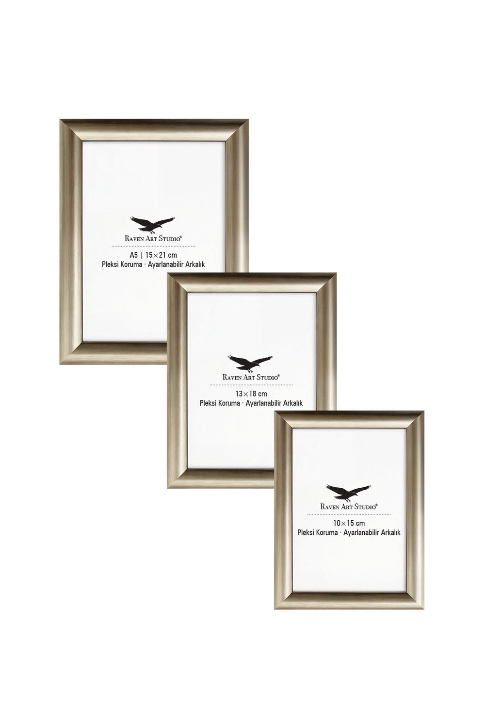 Pergamon Platin 3lü Set 10x15cm + 13x18cm + 15x21cm Korumalı Kırılmaz Pleksi Cam