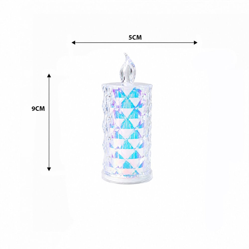 12 ADET LED CANDLE KAMP KÜÇÜK BOY= ÇAP:5CM - Y: 9CM PİLLİ LED MUM MİKA KRİSTAL PLASTİK YAKUT-13635 (5293)