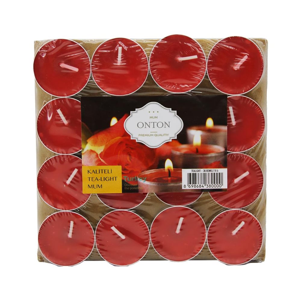 16 PARÇA  KIRMIZI TEA LİGHT YUVARLAK MUM (5293)