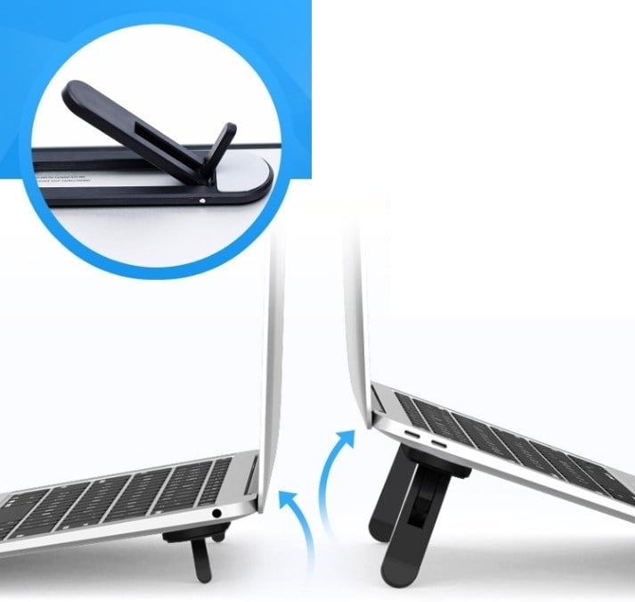 2 Kademeli Katlanabilir ve Yapışkanlı Laptop Standı Siyah (5293)