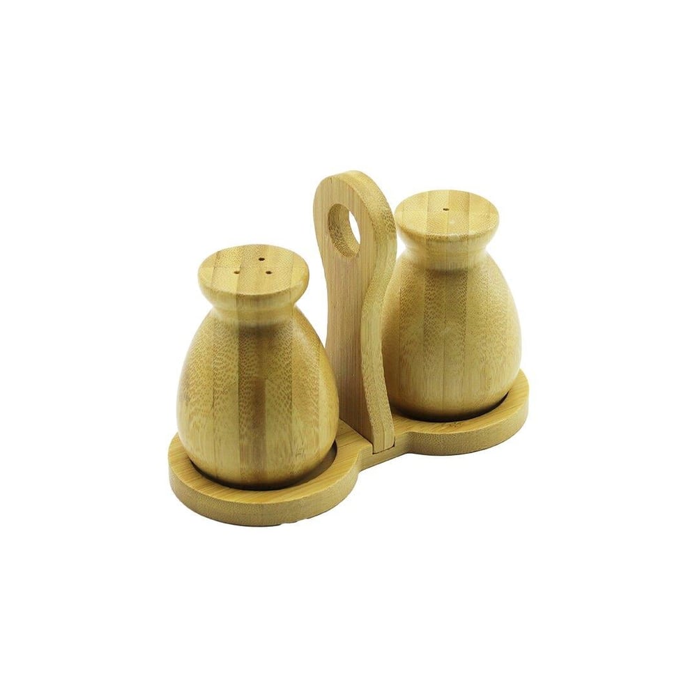 2 PCS - ŞİŞE MODELİ AHŞAP BAMBU TUZLUK - BAHARATLIK TUTACAKLI AHŞAP STAND (5293)