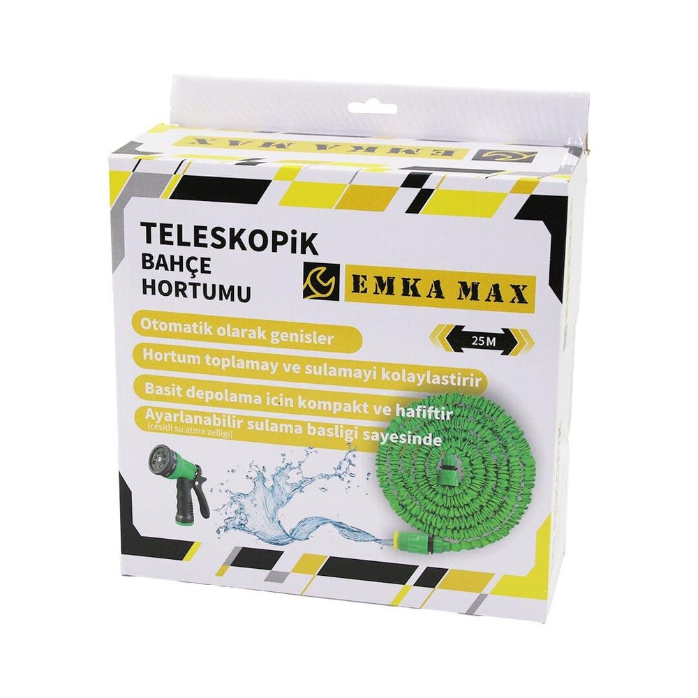 25MT TELESKOPİK UZAYAN BAHÇE HORTUMU 7 FONKSİYON AYARLI TETİKLİ TABANCA (5293)