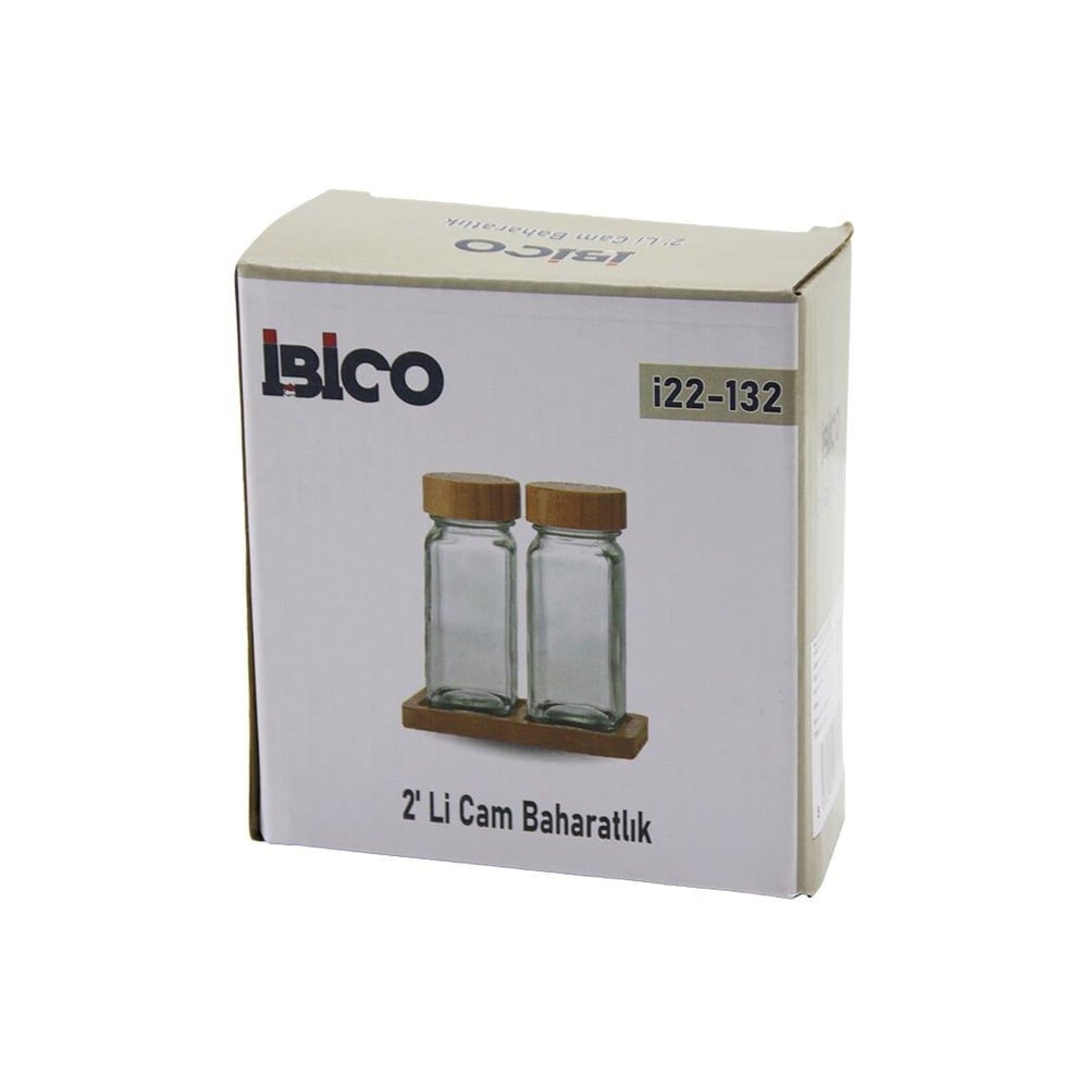2PCS BAMBU KAPAKLI CAM TUZLUK - BİBERLİK - BAHARATLIK 120ML (5293)