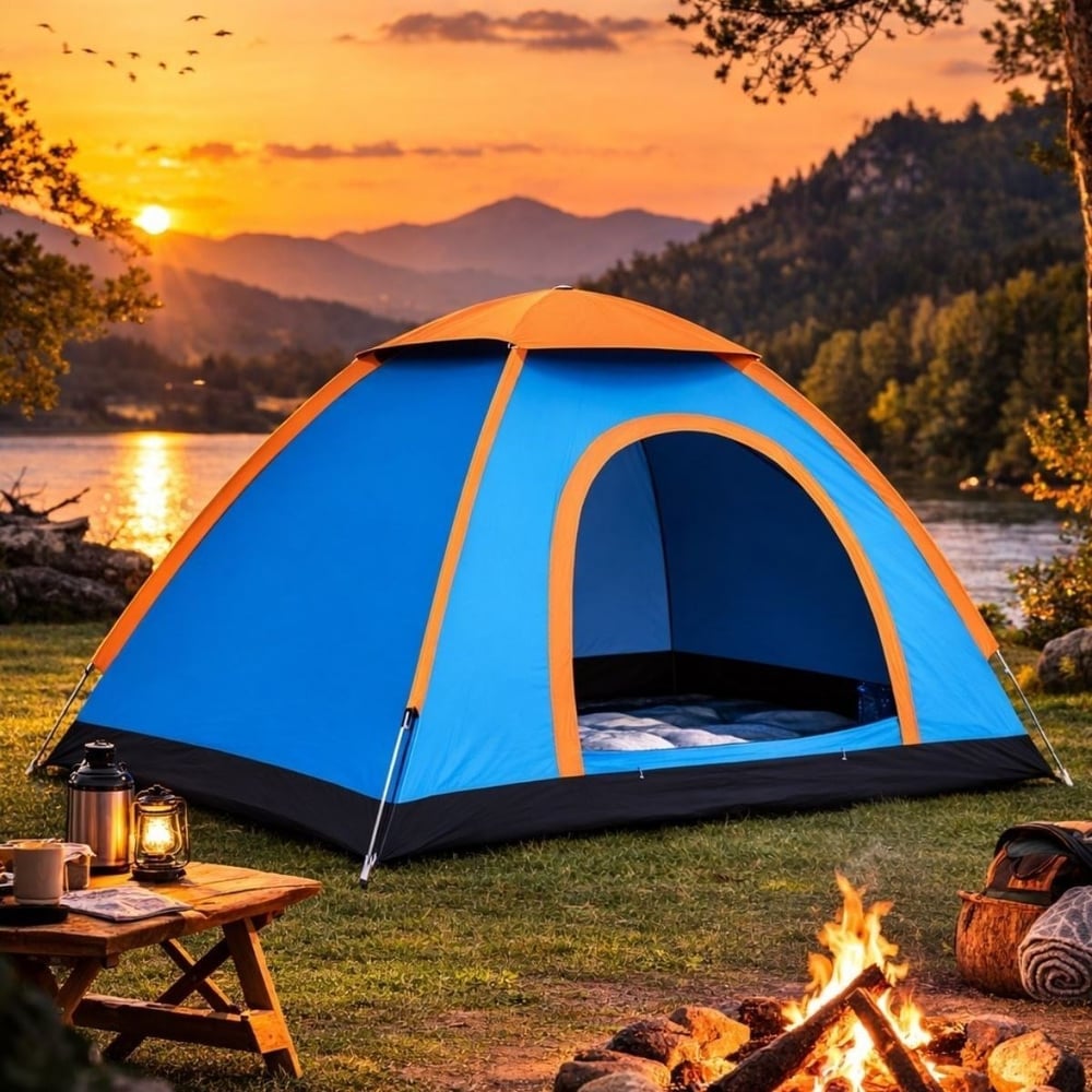 3 Kişilik Yarı Otomatik Kurulum Kamp Çadırı – Suya Dayanıklı, Taşıma Çantalı Outdoor Aile Çadırı, Piknik, Plaj ve Doğa 200x150x110 cm (5293)