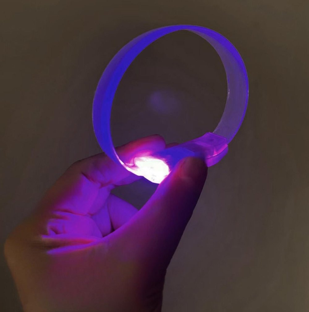 3 Modlu Pilli LED Işıklı Esnek Parti Bilekliği Mor (5293)