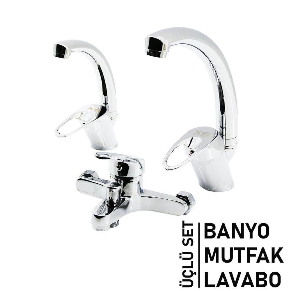 3LÜ SET   BANYO - EVYE MUTFAK - LAVABO   AÇ KAPA  MİX BATARYA MUSLUK (5293)
