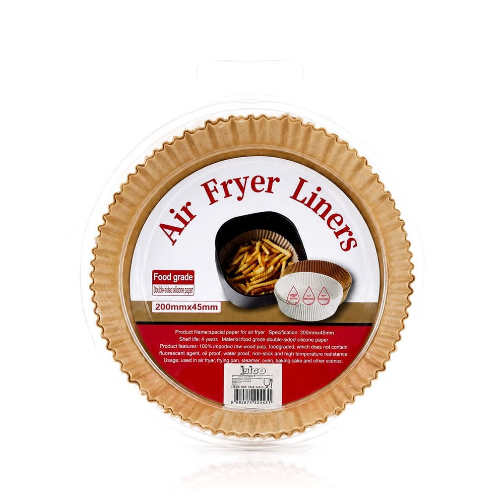 50PCS YUVARLAK TABAN: 20CM - KENAR: 4.5CM AİR FRYER PİŞİRME KALIP KAĞIT (5293)