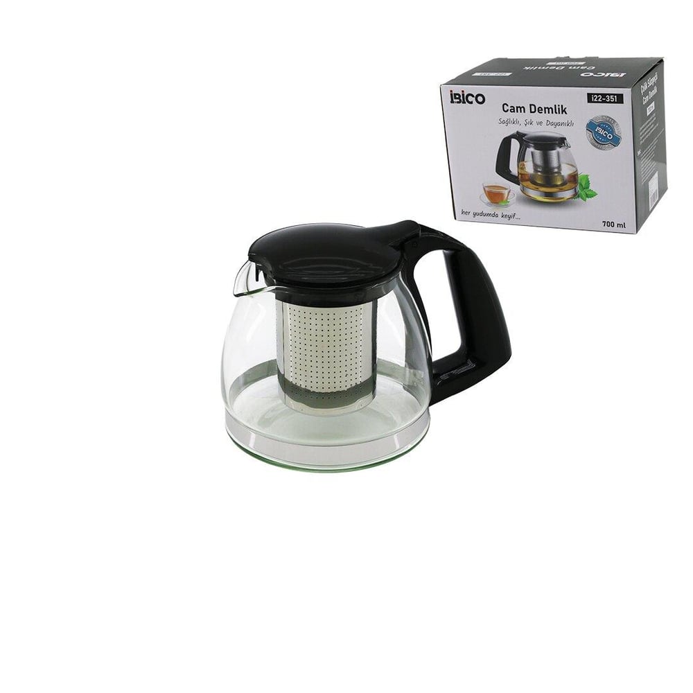 700ML CAM DEMLİK ÇELİK SÜZGEÇLİ - PLASTİK KULP - KAPAK - KROM ÇERÇEVE (5293)