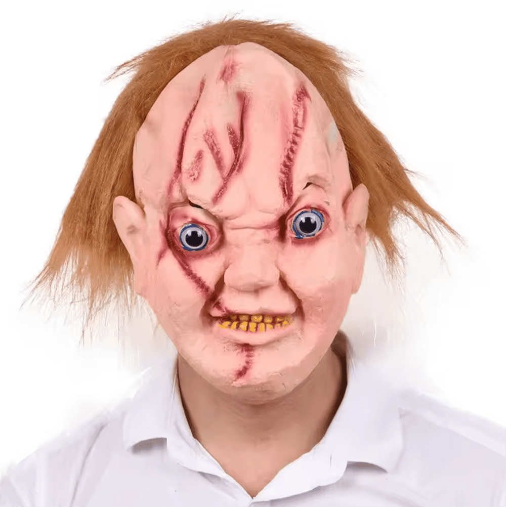 Çaki Maskesi Kahverengi Saçlı Lateks Et Chucky Çaki Maskesi (5293)