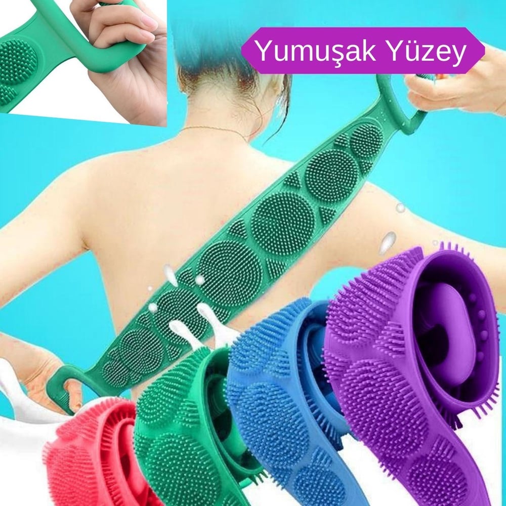 Çift Taraflı Banyo Hamam Lifi Silikon Masajlı Yumuşak Duş Lifi Uzun Ömürlü Hazır Banyo Kesesi (5293)