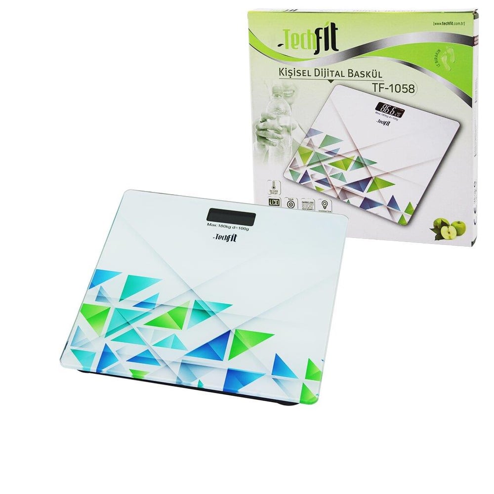 DESENLİ CAM TEMPERLİ DİJİTAL BASKÜL TERAZİ 180KG/100GRLCD EKRAN - SENSÖR (5293)