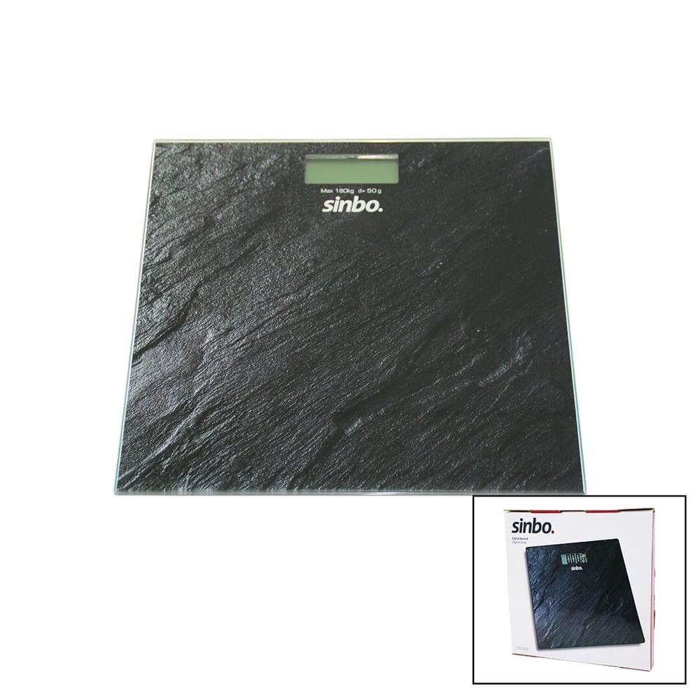 DİJİTAL - PİLLİ  CAM BANYO BASKÜLÜ  LCD EKRAN - SICAKLIK GÖSTERGELİ   180KG/50GR   26X26CM  SİNBO SBS-4450 (5293)