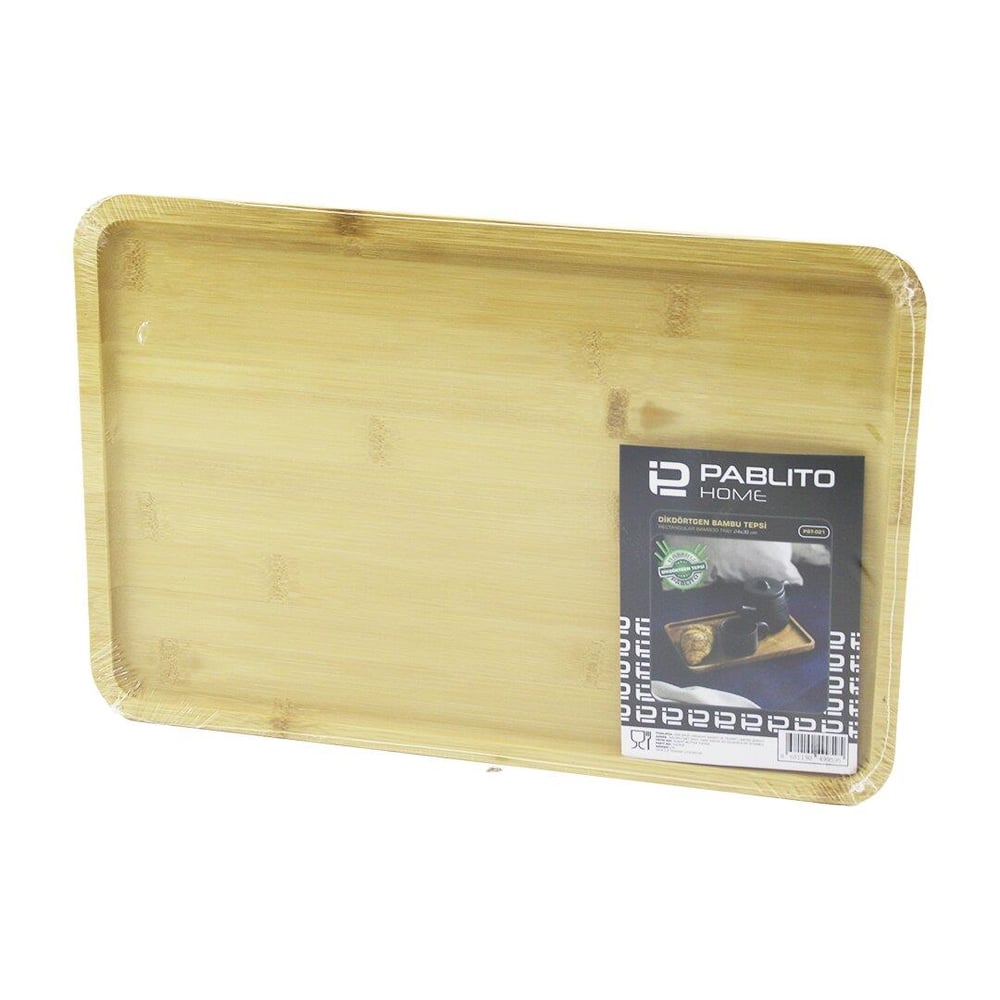 DİKDÖRTGEN AHŞAP BAMBU SUNUM TEPSİ 24X36CM (5293)