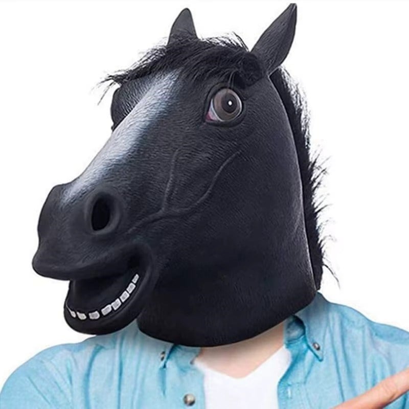 Gerçekçi At Kafası Maskesi Siyah Renk (5293)