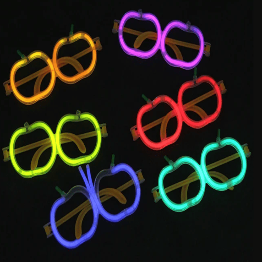 Glow Stick Elma Gözlük - Glow Partisi Gözlüğü - Glow Stick Gözlük 12 Adet (5293)