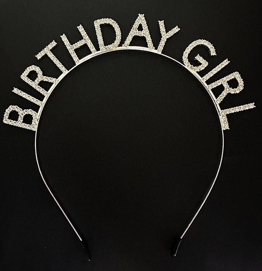Gümüş Kristal Taşlı Birthday Girl Doğum Günü Tacı İthal Ürün A Kalite 17x16 cm (5293)