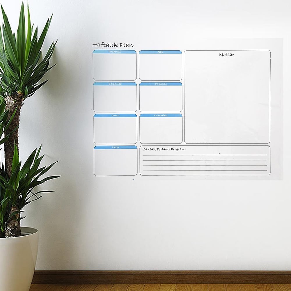 Haftalık Planlayıcı Manyetik Duvar Stickerı Takvim 70 cm x 56 cm (5293)