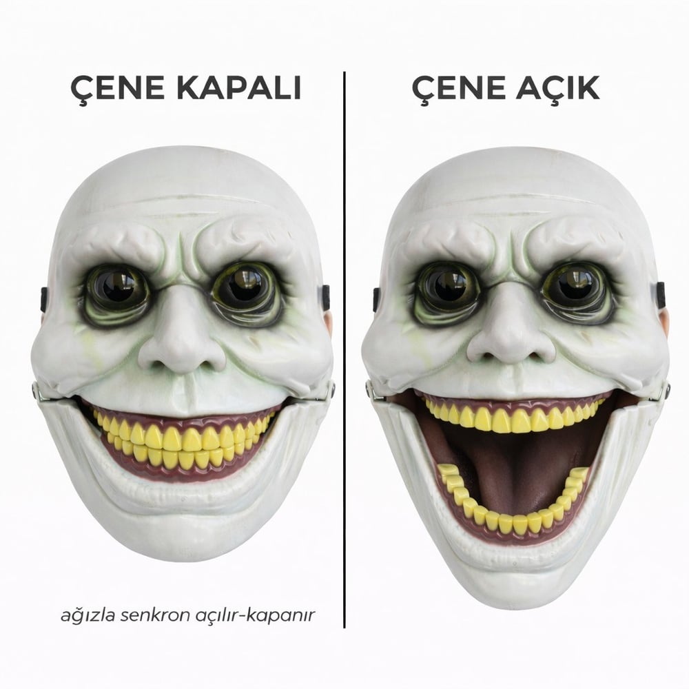 Hareketli Çene Mekanizmalı Korku Maskesi Yeşil (5293)