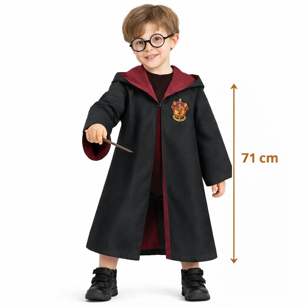 Harry Potter Çocuk Bebek Kostüm Seti – Asa Gözlük Pelerin 71 cm (2-4 Yaş) (5293)