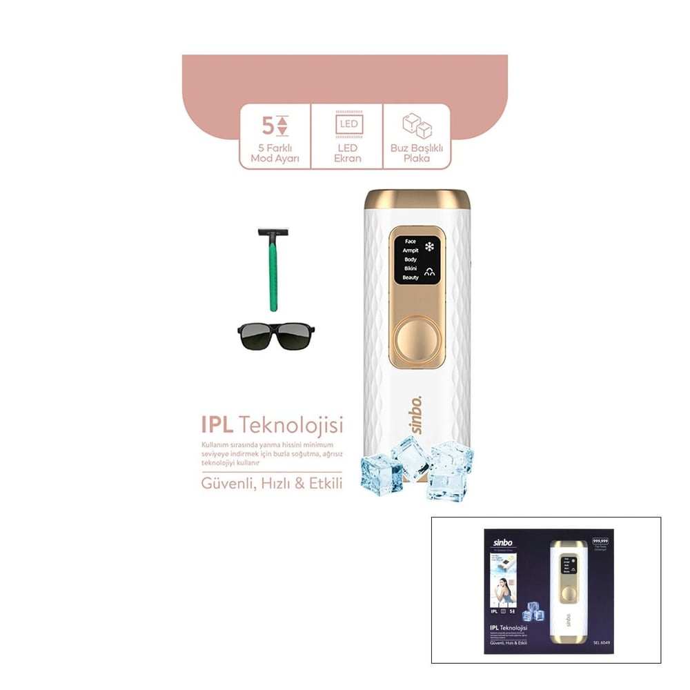 IPL BUZ LAZER EPİLATÖR - EPİLASYON CİHAZI 5 FARKLI MOD - LCD EKRAN TÜM VÜCUT UYGUN SEL-6049 (5293)