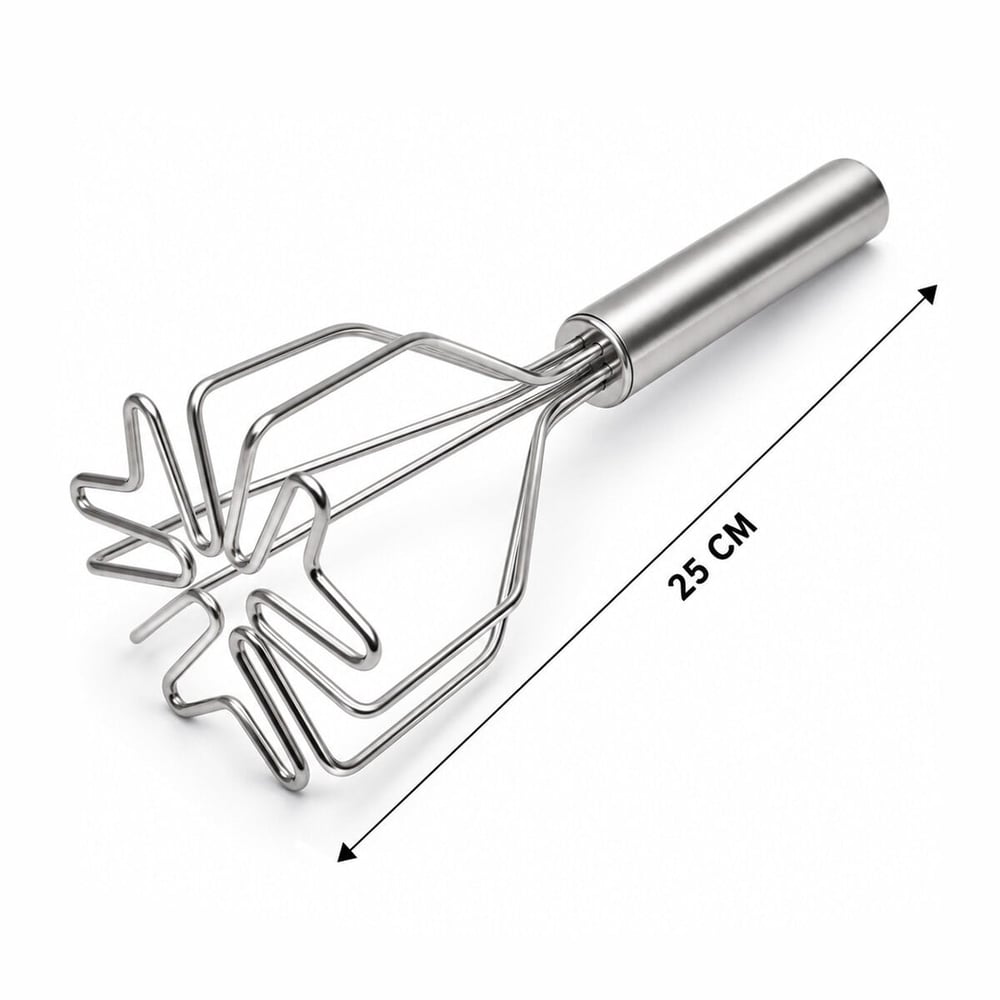 KALP ŞEKİL ÇAP: 9CM KROM SAPLI=12CM METAL PATATES EZİCİ TOPLAM UZUNLUK: 26CM (5293)