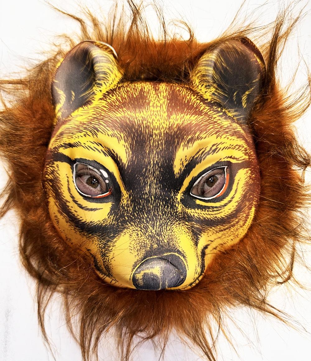 Kahverengi Saçlı Kaplan Aslan Leopar Maskesi Mega Peluş 32 No (5293)
