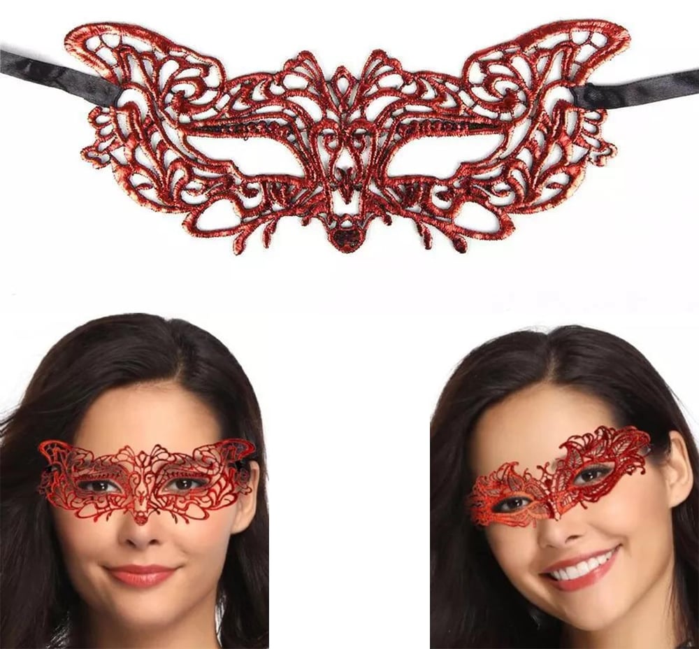 Kırmızı Dantel Masquerade Maskesi 9 No (5293)