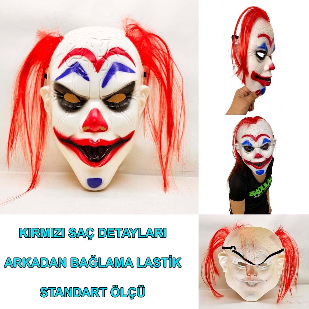 Kızıl Saçlı Joker Palyaço Maskesi (5293)