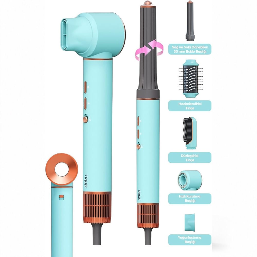 MAVİ AİR BRUSH 5İN1=BUKLE-HACİMLE-DÜZLEŞTİR-2-FIRÇA SAÇ KURUTMA - ŞEKİL MAKİNESİ 1300W 3-KDM.HIZ SICAKLIK SHD-1729 (5293)