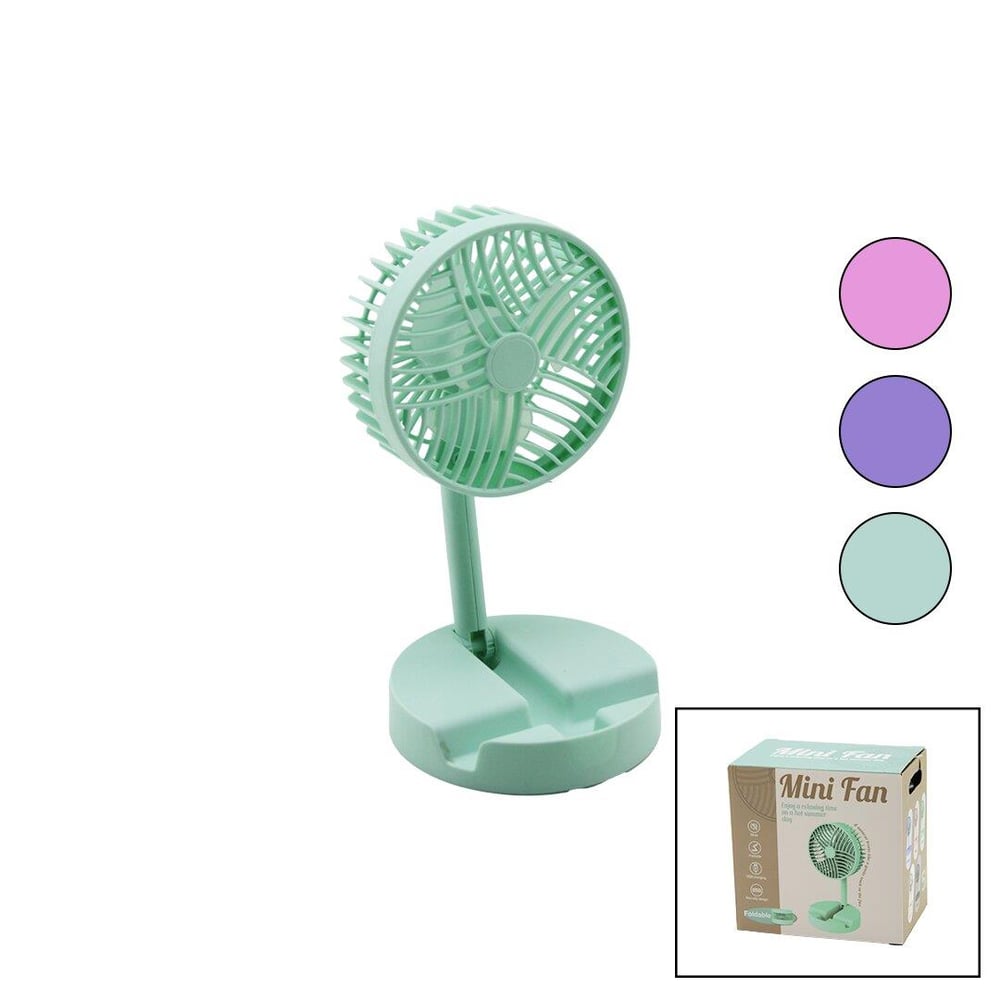 MİNİ FAN W-1630-A SDR-B07 M.ÜSTÜ VANTİLATÖR USB ŞARJLI KATLANIR FAN=12.5CM - AYAK=12.5CM 180 DERECE AYARLI TELEFONLUKLU (5293)