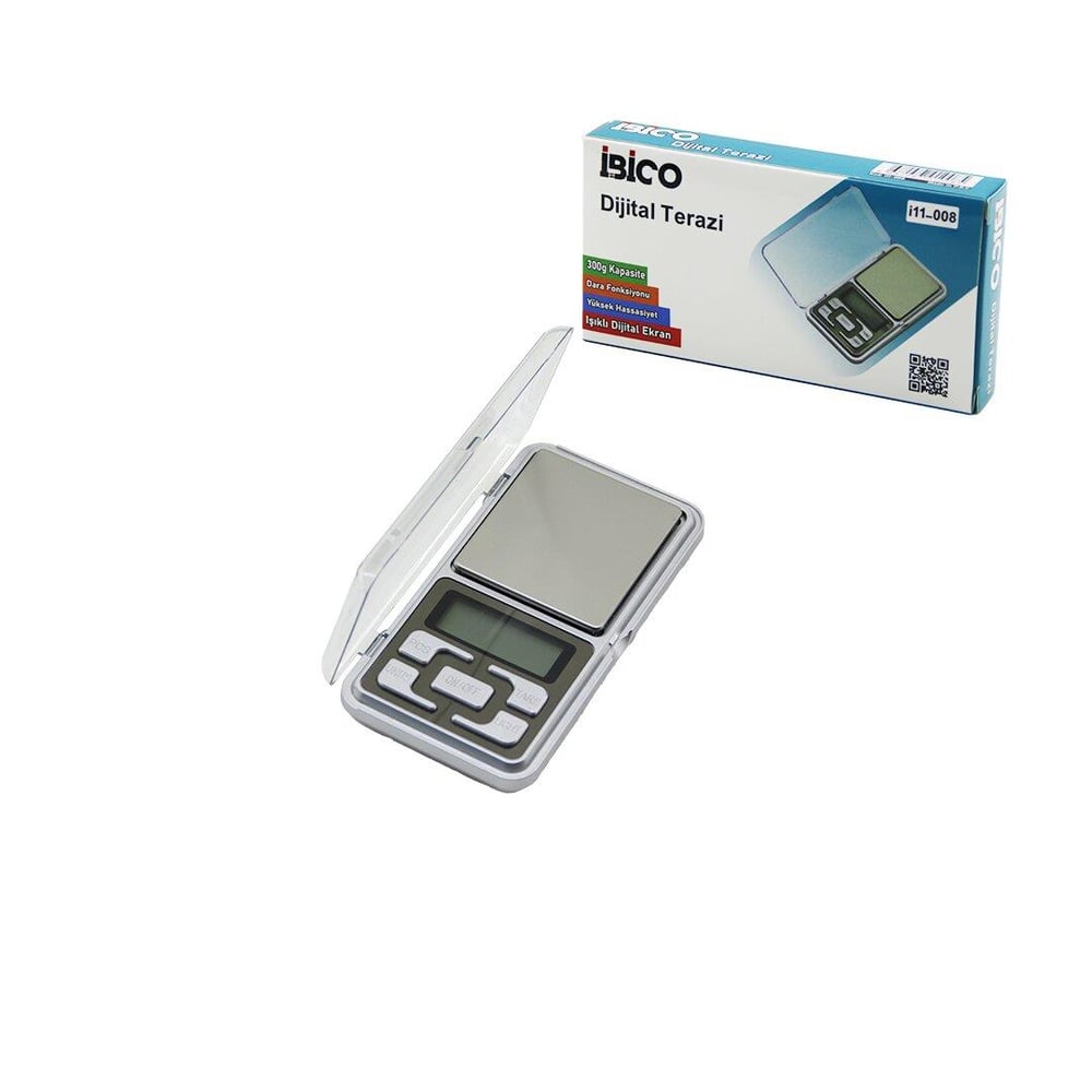 MİNİ=6X12CM HASSAS TARTI - TERAZİ 300GR/0.01GR ŞEFFAF PLS.KAPAKLI - PİLLİ= 2PCS İNCE (5293)