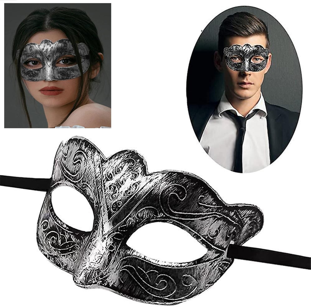 Maskeli Balo Antik Gri Gümüş Eskitilmiş Maske Balo Venedik (5293)