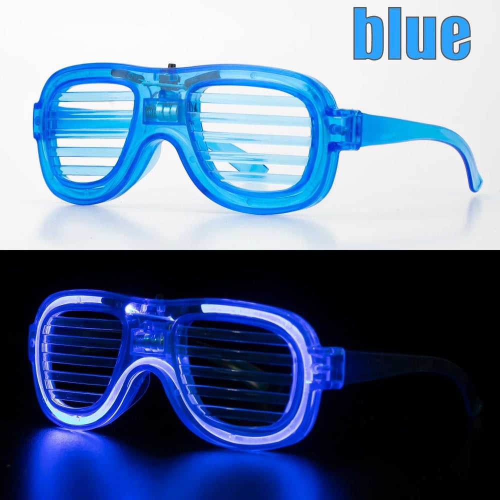 Mavi Led Işıklı Parti Gözlüğü - Neon Glow Şerit Gözlük 3 Modlu (5293)