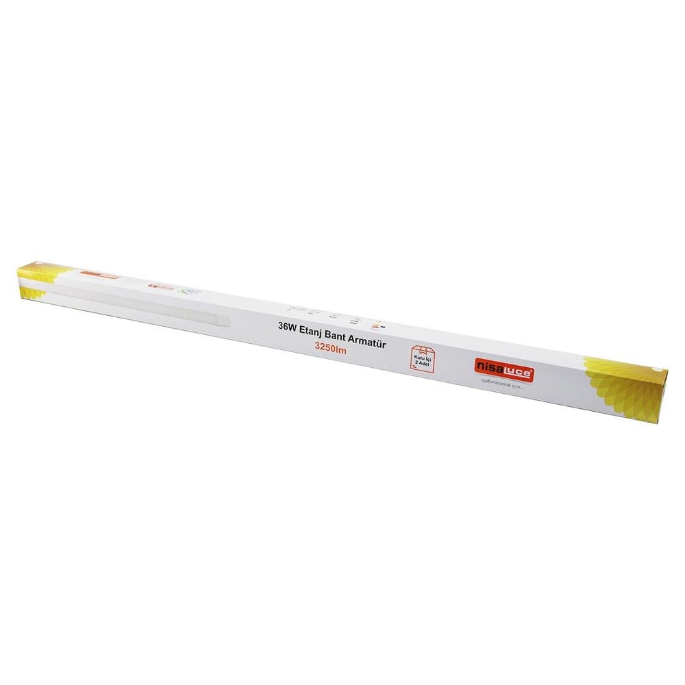 NİSALUCE EAMP-082/1 2PCS 36W - 120CM LED ETANJ BANT ARMATÜR LAMBA AMPUL BEYAZ - 6500K 3250LÜMEN MONTAJ AYAR KANALLI (5293)