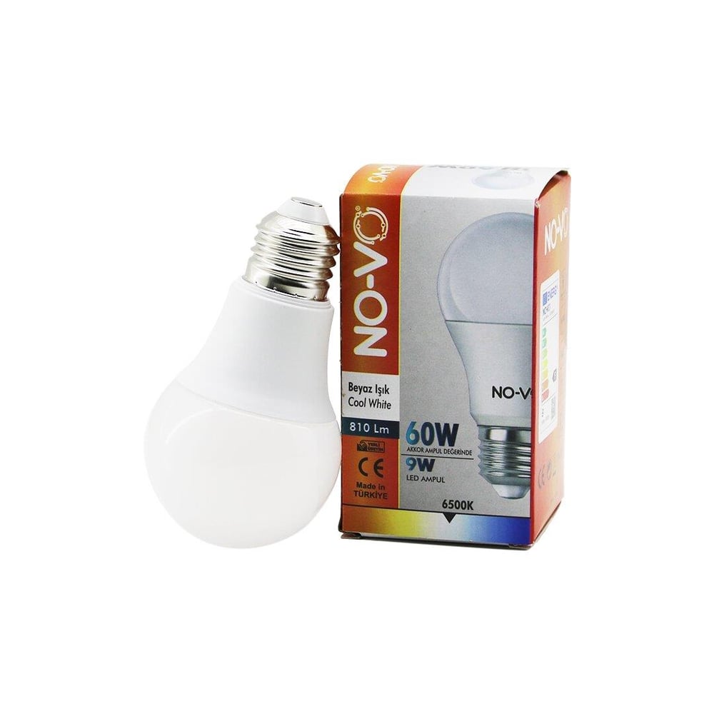 NO-VO 9W=60W E27 BEYAZ LED AMPUL 6500K - 810Lm (5293)