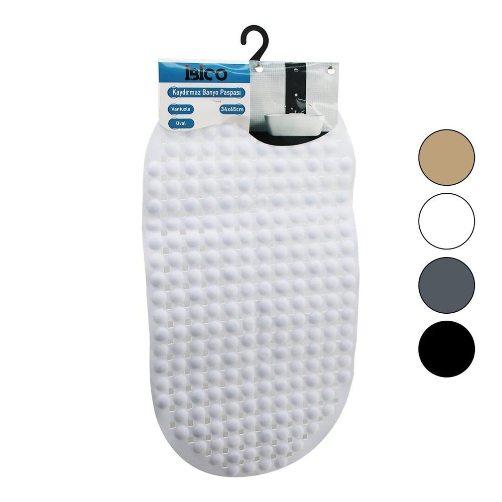 OVAL - PLASTİK KABARTMA TOP DESENLİ - RENKLİ 63PCS VANTUZLU KAYDIRMAZ BANYO - KÜVET PASPASI 34X65CM (5293)