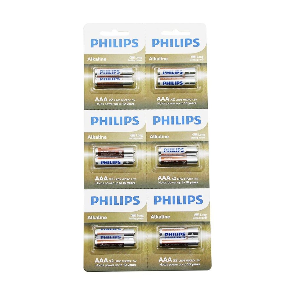 PHILIPS  ALKALİNE İNCE - AAA - 1.5V  PİL  12PCS= 2Lİ X 6 (5293)