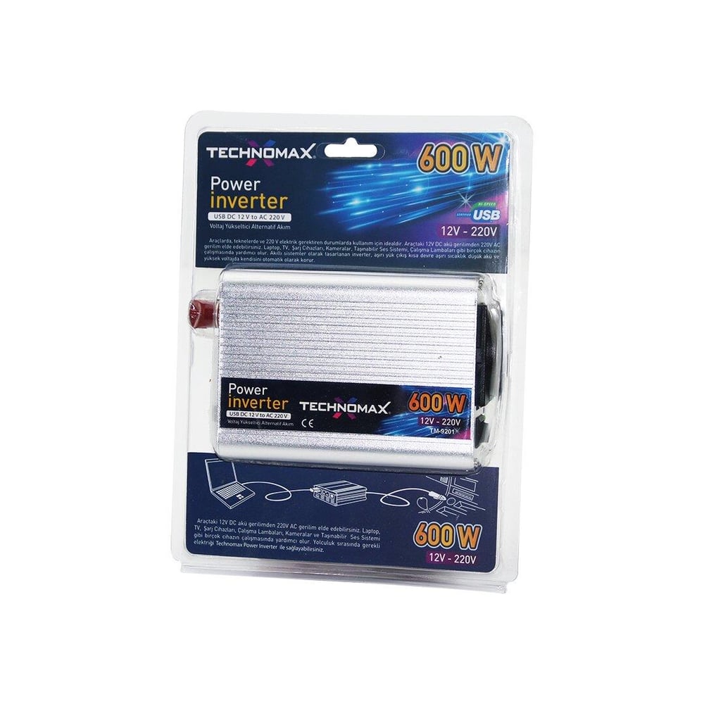 POWER İNVERTER GÜÇ ÇEVİRİCİ 600W 12V-220V DC-DOĞRU AKIMI--AC-ALTERNATİF AKIMA ÇEVİRİR TM-9201 (5293)