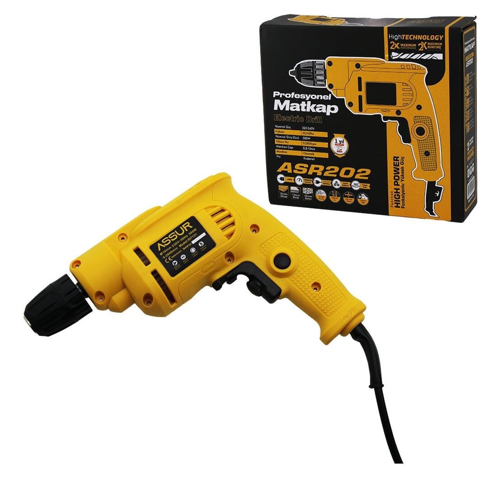 PROFESYONEL MATKAP SIKMA - VİDALAMA FİŞLİ KADEMELİ HIZ AYAR OTOMATİK MANDREN 360 DERECE TUTMA KOL 580W 0.8-10MM ASR-202-7131 (5293)
