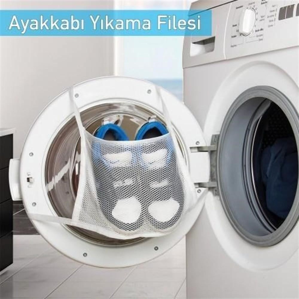 Pratik Çamaşır Makinesi Kapağa Bağlamalı Ayakkabı Yıkama Filesi (5293)