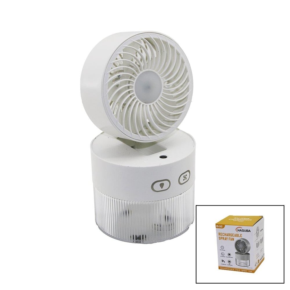 SU SPREYLİ  KATLANIR BAŞLIK - 90 DERECE IŞIKLI USB MİNİ FAN ÇAP=11.2CM - Y:13.5-20.5CM 3 KADEME HIZ  350ML (5293)
