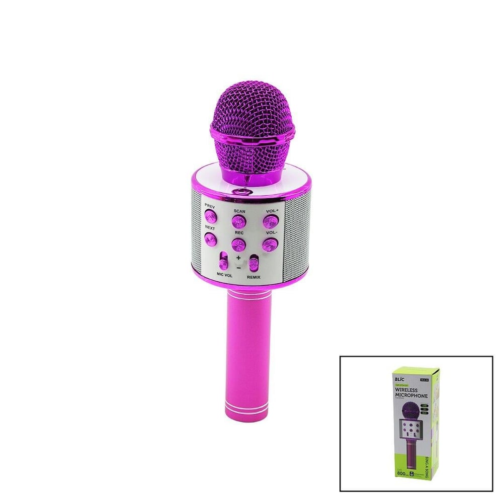 WİRELESS MİKROFON KARAOKE - HOPARLÖR USB ŞARJLI USB - TF - AUX RENKLİ KROM KAPLAMA PİL:800mAh - DC 5V BLS-25 (5293)