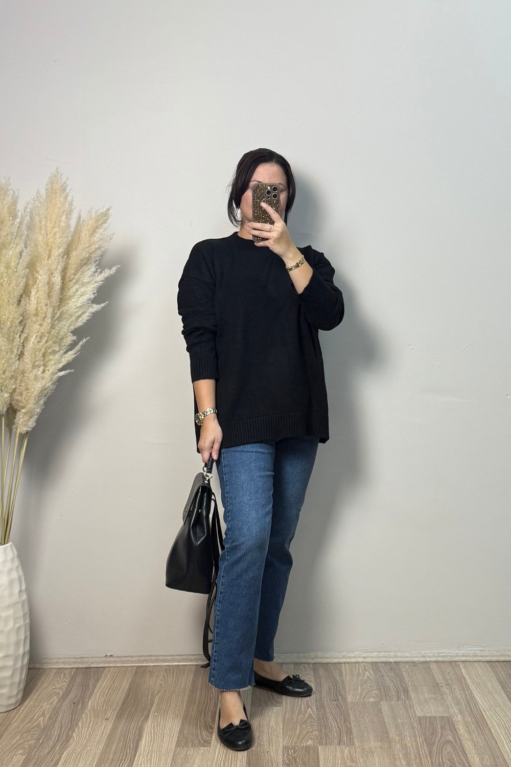 Siyah Premium Oversize Kazak