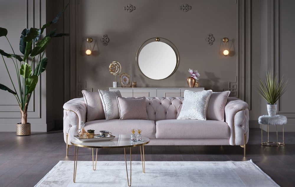 Dolce Gold Yataklı Üçlü Koltuk - Krem