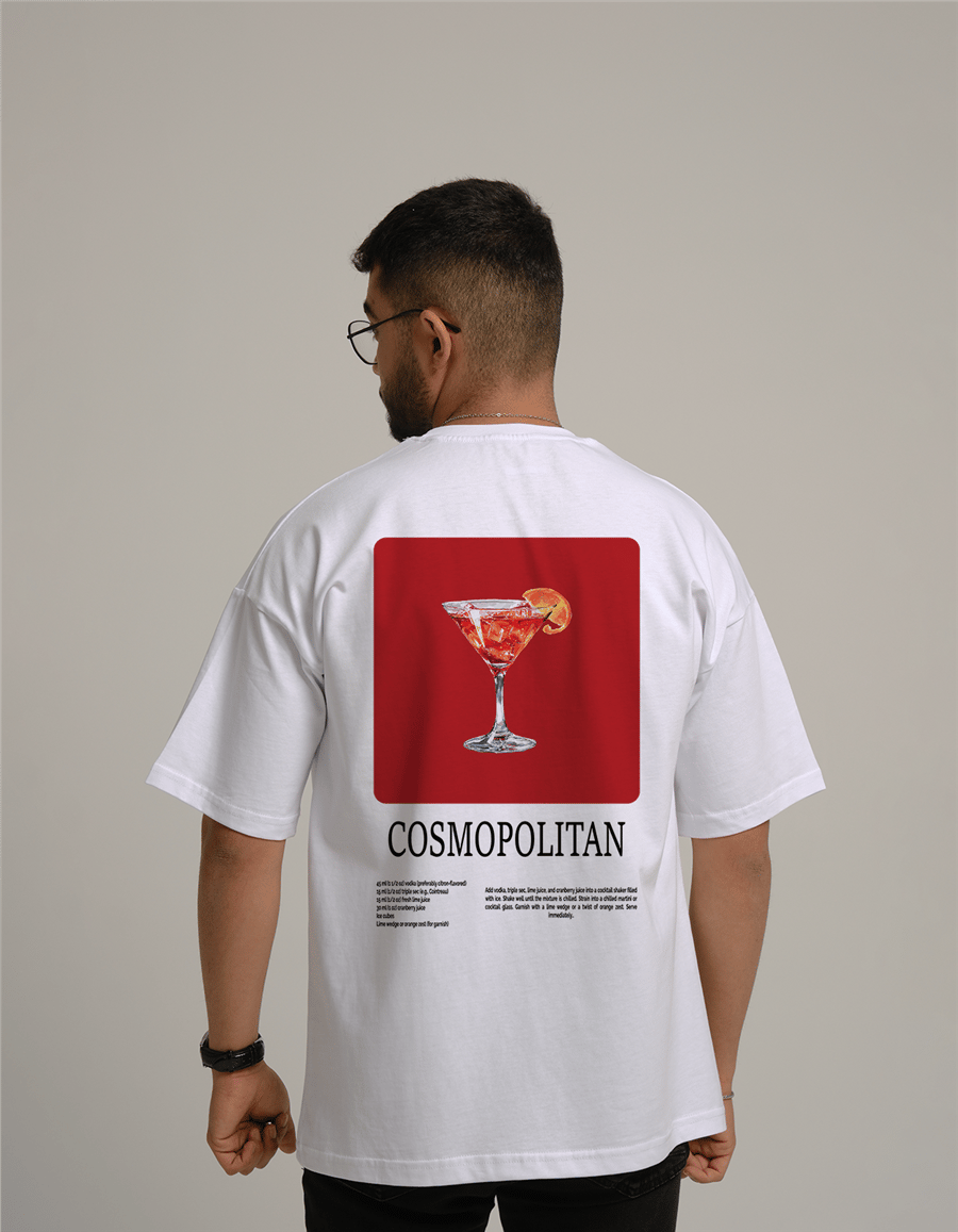 Cosmopolitan Kokteyl Baskılı Unisex Oversize T-Shirt