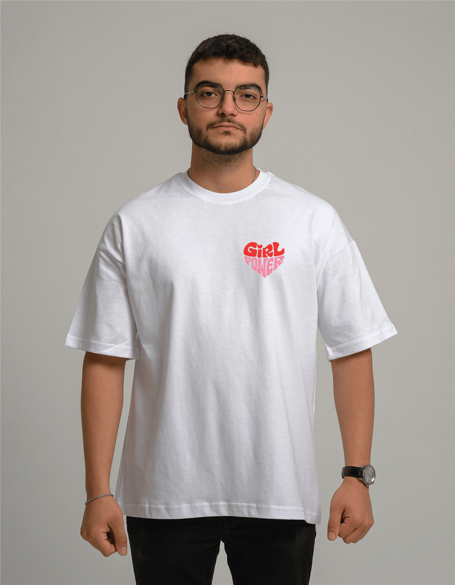 Girl Power Baskılı Unisex Oversize T-Shirt